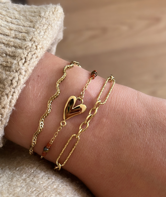Rosana - Bracelet double chaîne doré