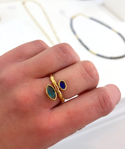 Clothilde bleue - Bague duo