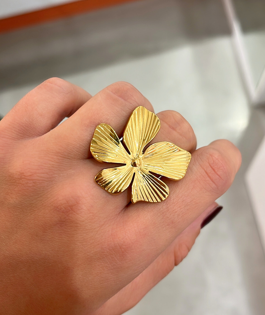 Sylvia - Bague fleurs dorée