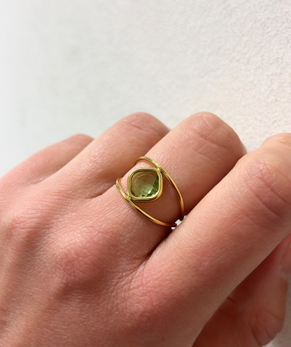 Valentine verte - Bague cristal
