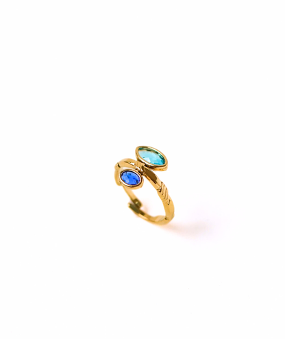 Clothilde bleue - Bague duo