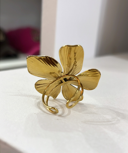 Sylvia - Bague fleurs dorée