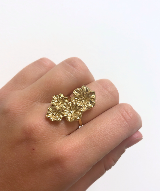 Althéa - Bague fleurs dorées