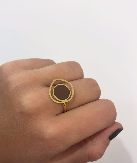 Iléa marron - Bague design asymétrique