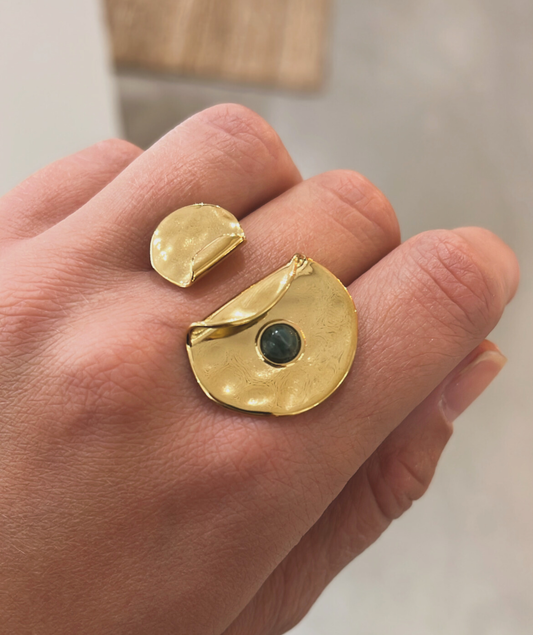Alma verte - Bague dorée ouverte