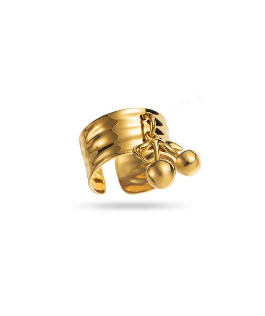 Jina - Bague pampille cerise