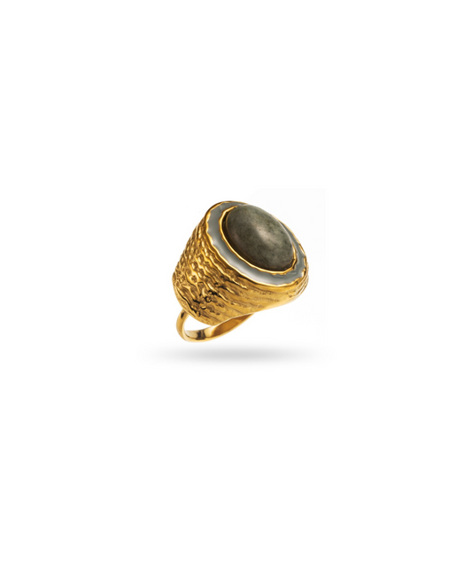 Ambre grise - Bague ovale