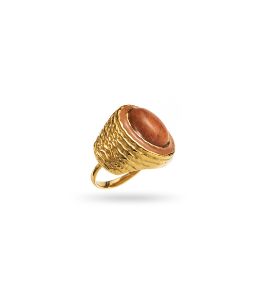 Ambre marron - Bague ovale