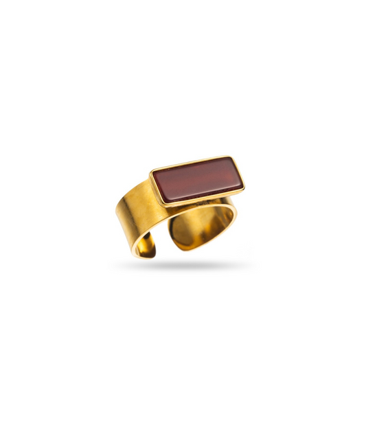 Fiony rouge - Bague rectangulaire