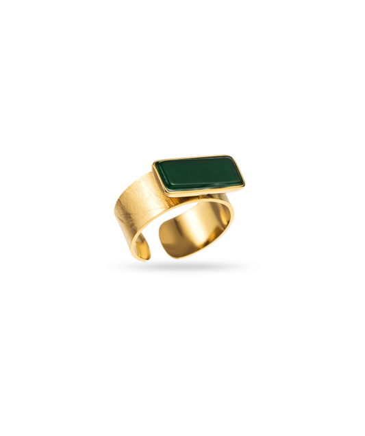 Fiony verte - Bague rectangulaire