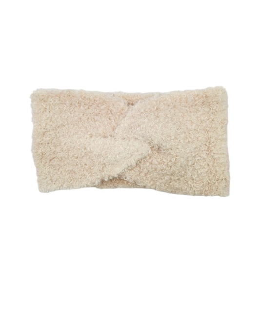 Bandeau Large Beige en maille bouclette