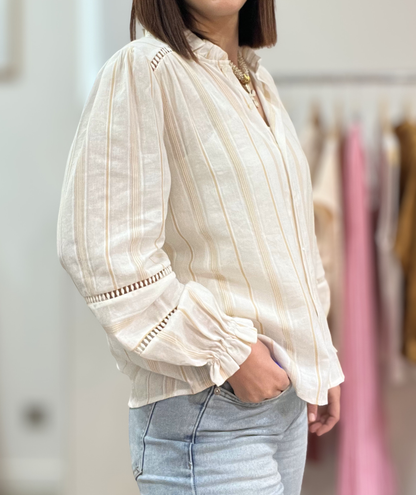Gisèle - Blouse écrue rayée
