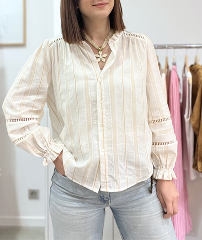 Gisèle - Blouse écrue rayée