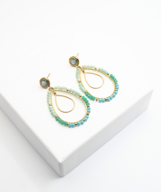 Calice turquoises - Boucles d'oreilles perlées