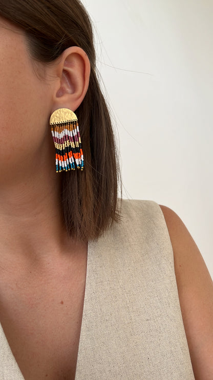 boucles d'oreilles avec franges colorées