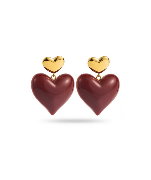 Garance bordeaux - Boucles d'oreilles coeur