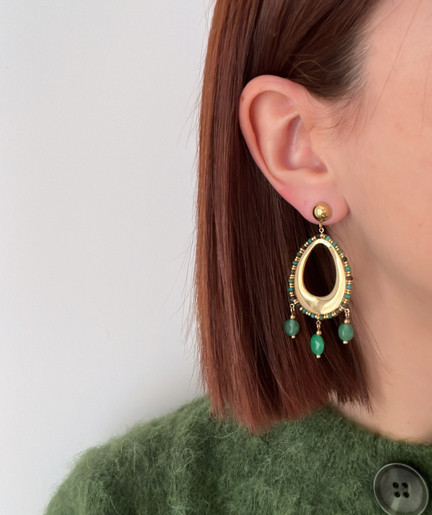 Davina vertes - Boucles d’oreilles perlées