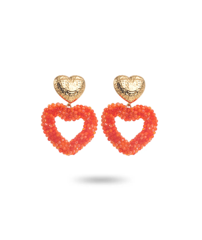 Lena oranges - Boucles d'oreilles coeur