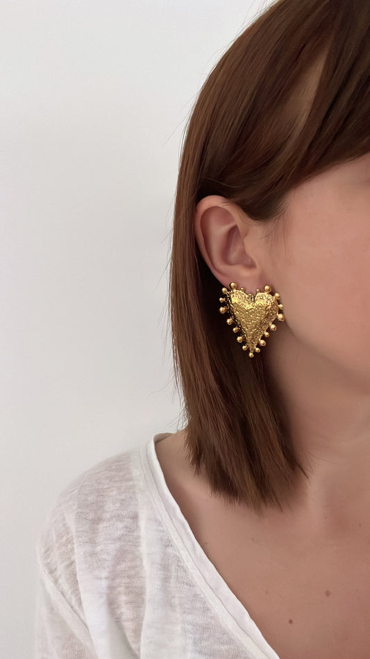Esma - Boucles d'oreilles coeur martelées