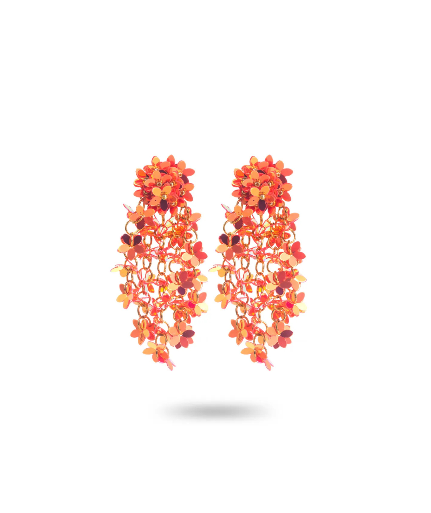 Élise - Boucles d'oreilles pendantes fleurs oranges