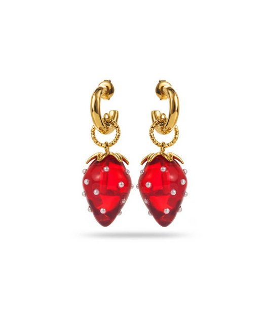 Christa - Boucles d'oreilles créoles fraises