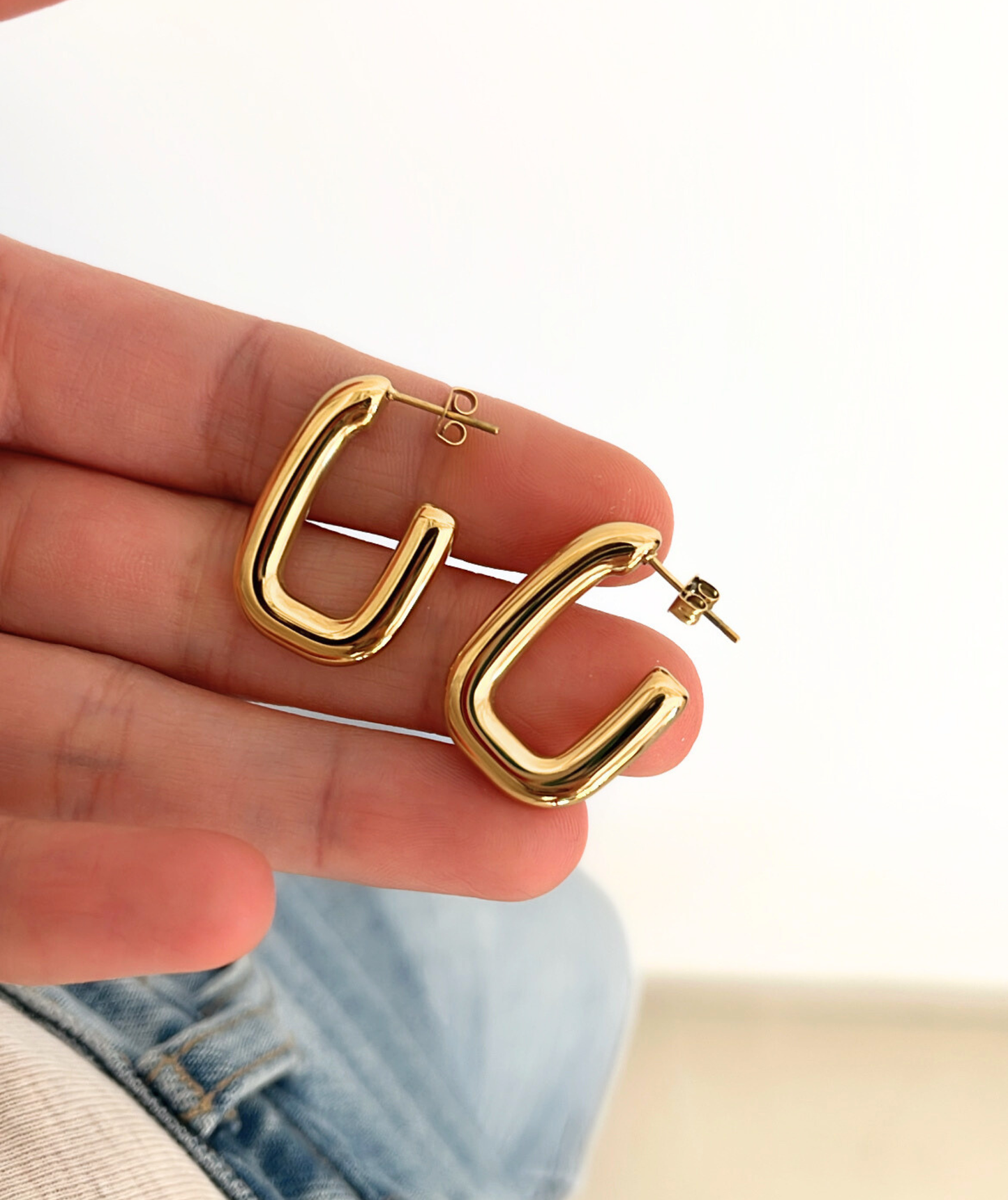 Colette - Boucles d'oreilles créoles rectangulaires