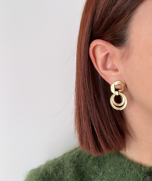 Fabienne - Boucles d’oreilles dorées cercles graphiques