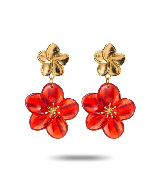Carla - Boucles d’oreilles fleurs rouges