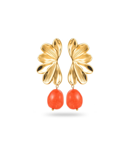Auréa orange - Boucles d'oreilles pétales