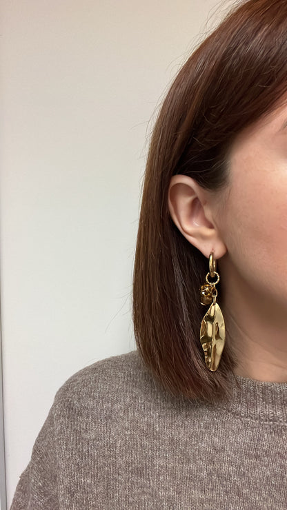 Océane marron - Créoles feuilles