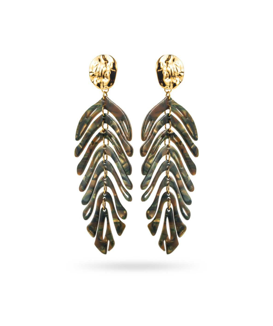 Sandra kaki - Boucles d'oreilles feuilles