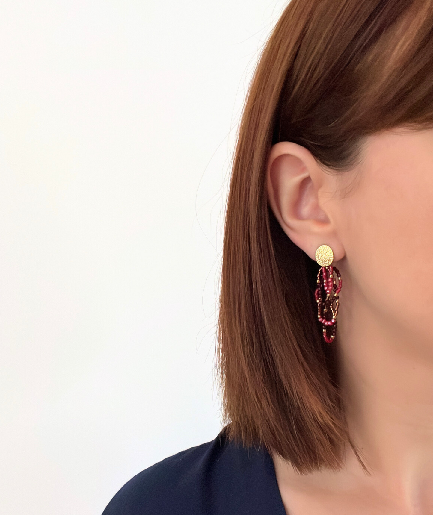 Oria bordeaux - Boucles d'oreilles perlées