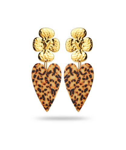 Agathe - Boucles d'oreilles coeur léopard