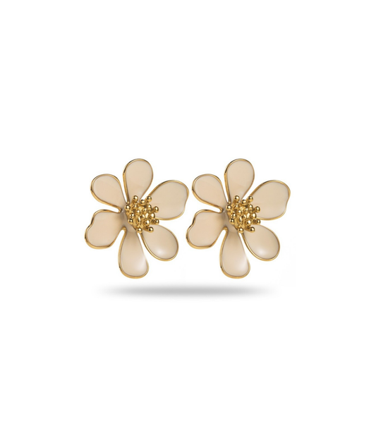 Siena beiges - Boucles d'oreilles acier fleurs