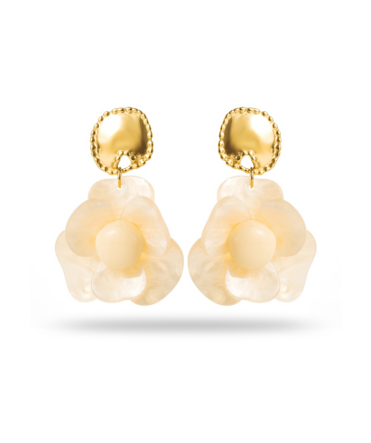 Lola beiges - Boucles d'oreilles fleurs