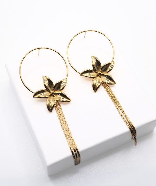 Kouda - Boucles d'oreilles fleurs pendantes