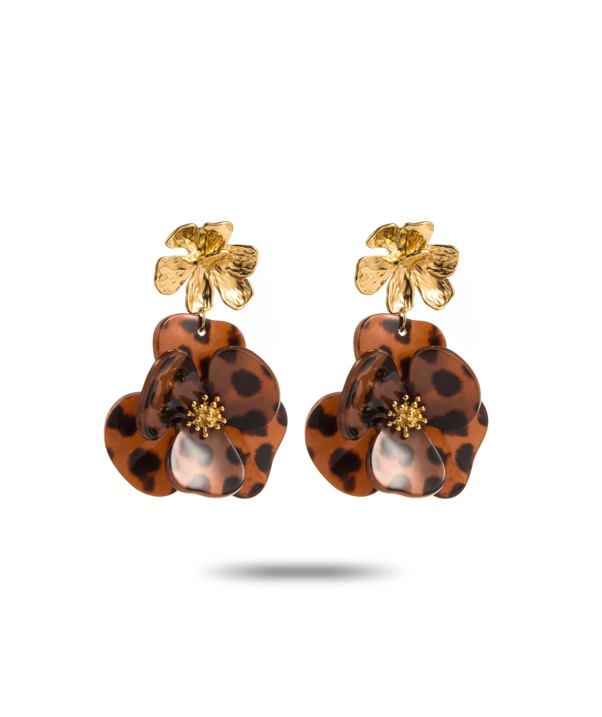 Coline - Boucles d'oreilles fleurs léopard