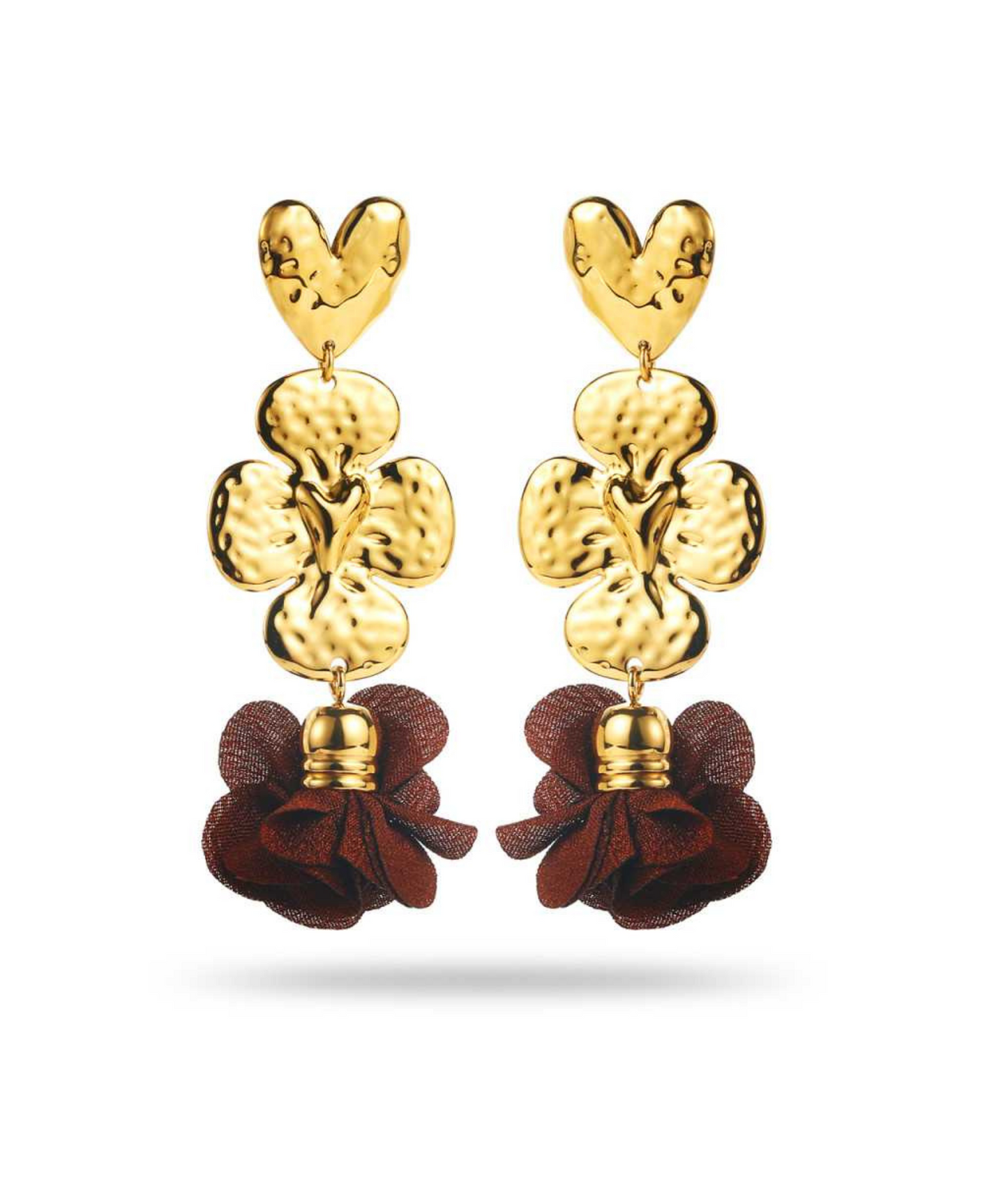 Margaux - Boucles d'oreilles pendantes marron