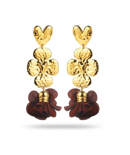 Margaux - Boucles d'oreilles pendantes marron