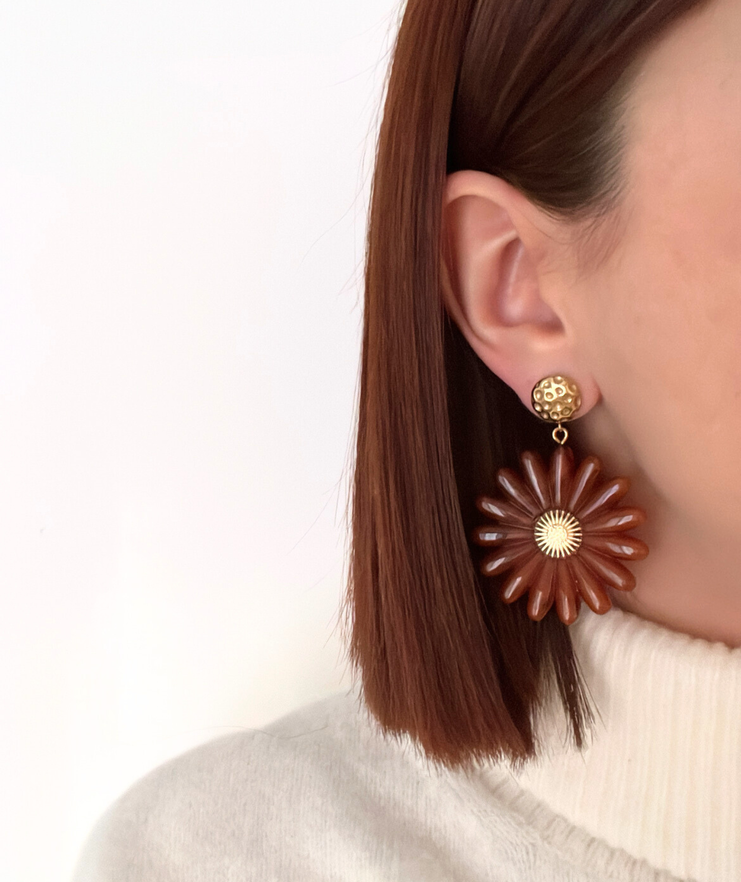 Zelly marrons - Boucles d'oreilles fleurs