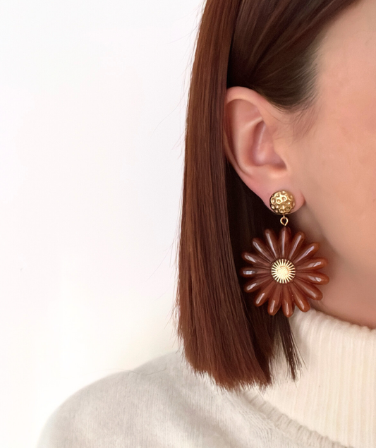 Zelly marrons - Boucles d'oreilles fleurs
