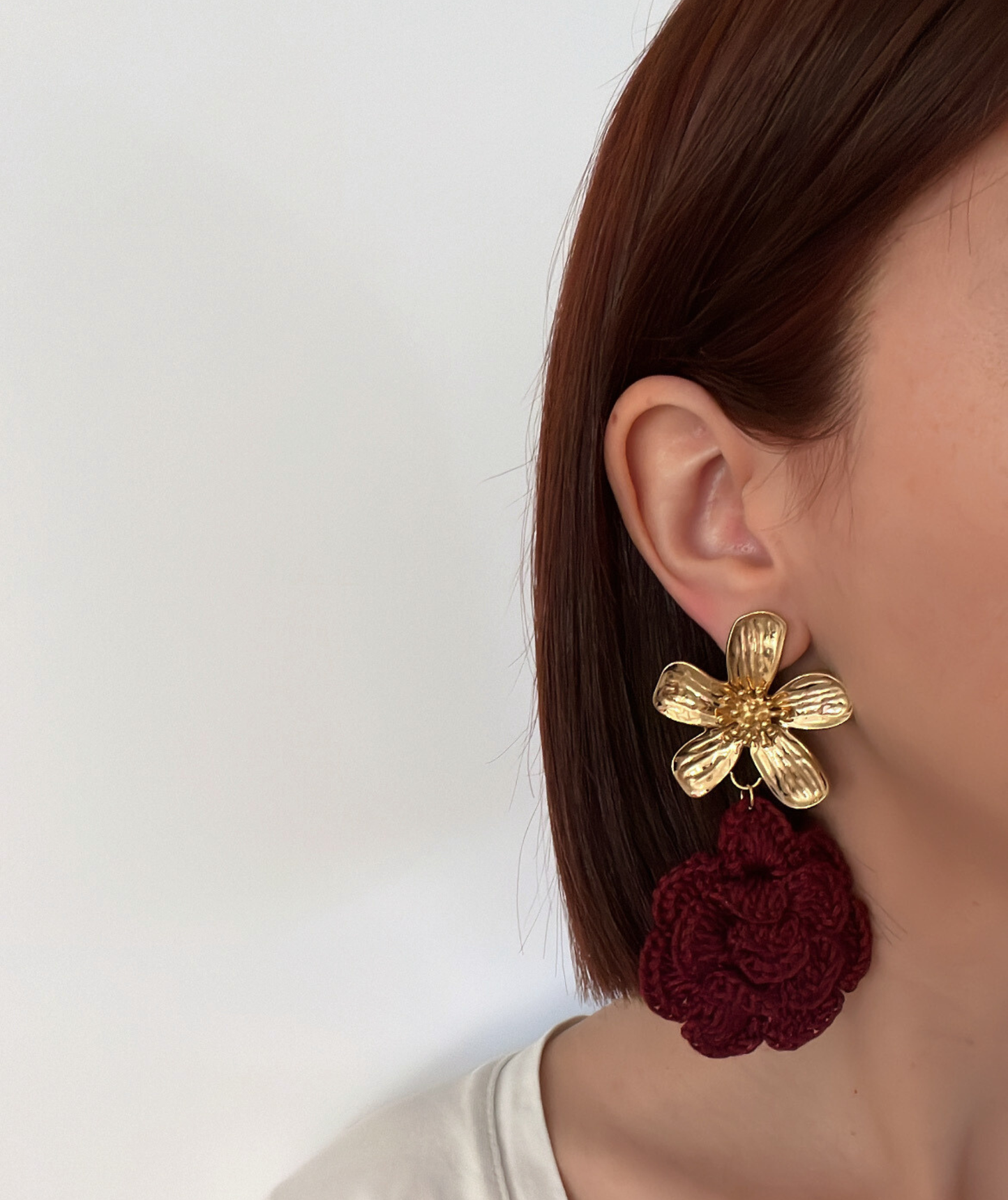 Xalina - Boucles d’oreilles fleur crochetée