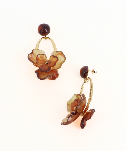 Delya - Boucles d’oreilles fleurs caramel