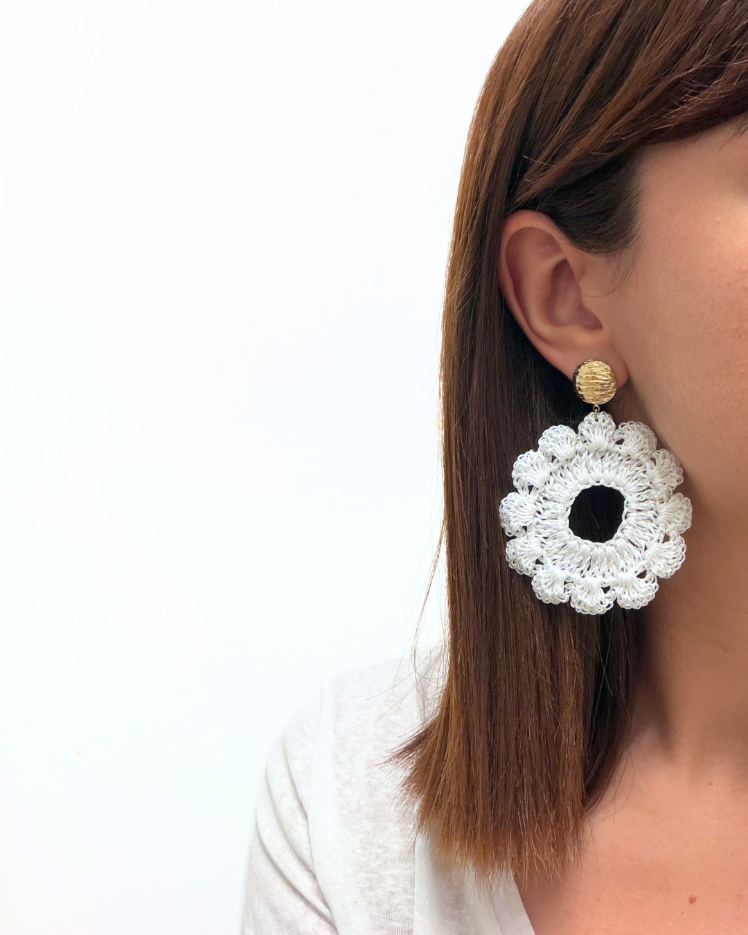 Rosalie - Boucles d'oreilles crochet blanches