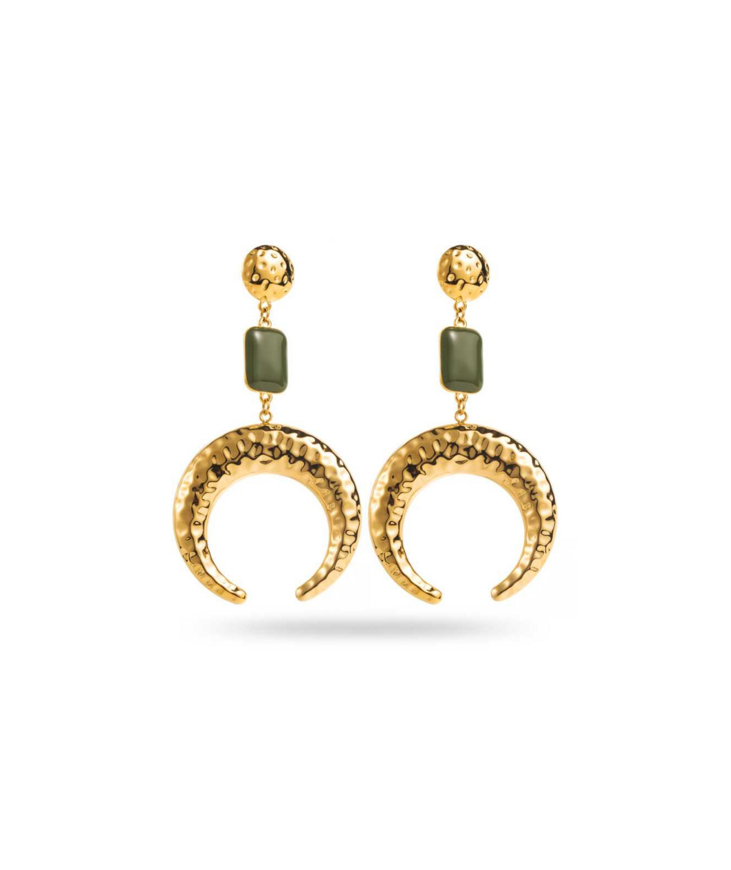 Mellie vertes - Boucles d'oreilles lune