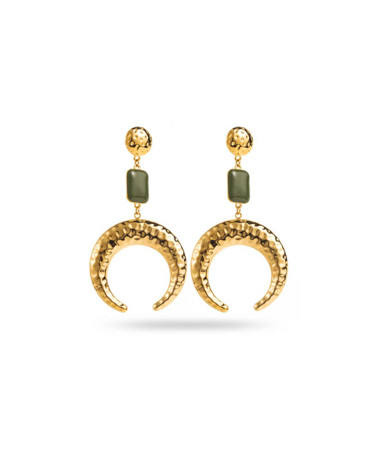 Mellie vertes - Boucles d'oreilles lune