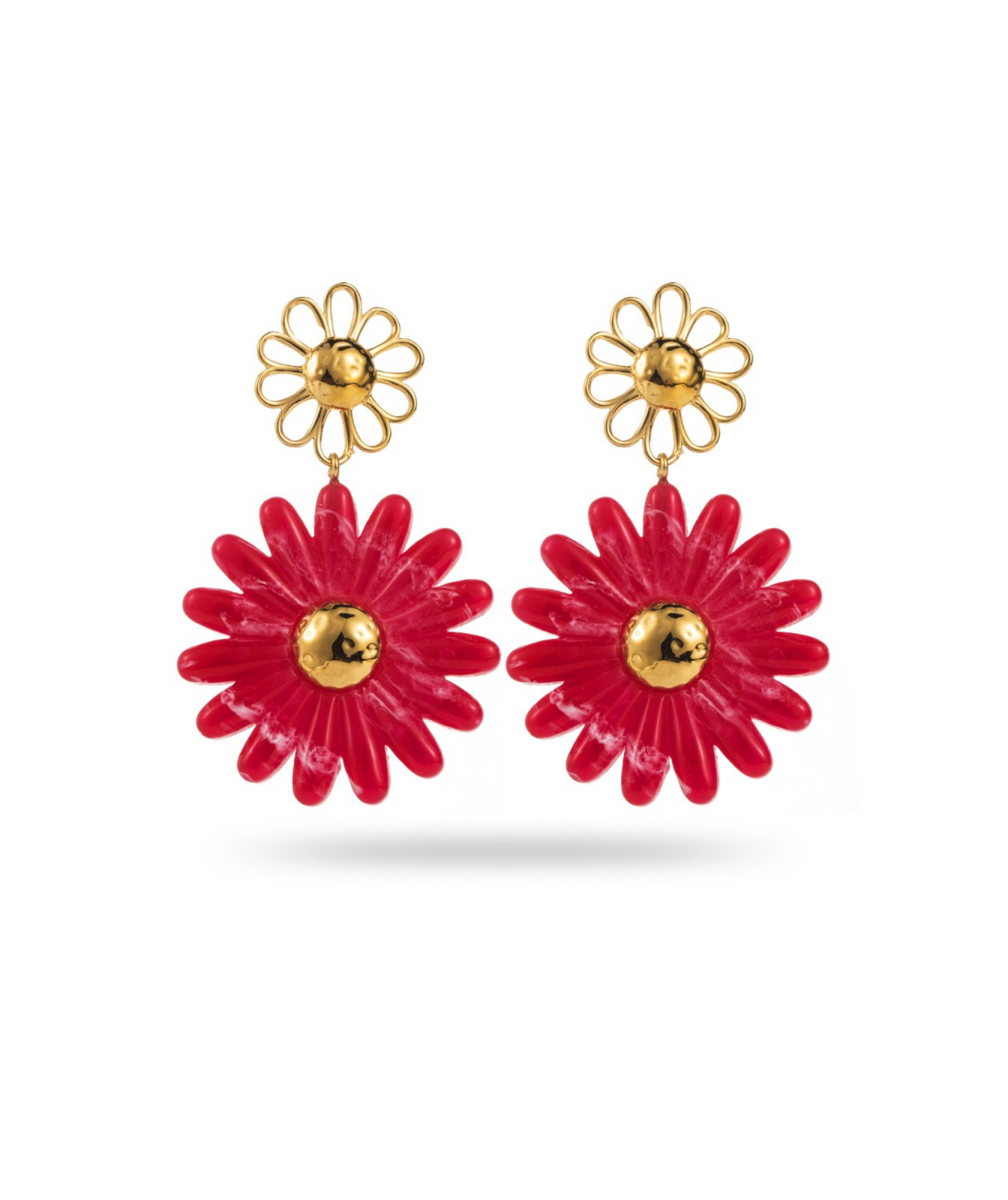 Cléo rouges - Boucles d'oreilles fleurs pendantes