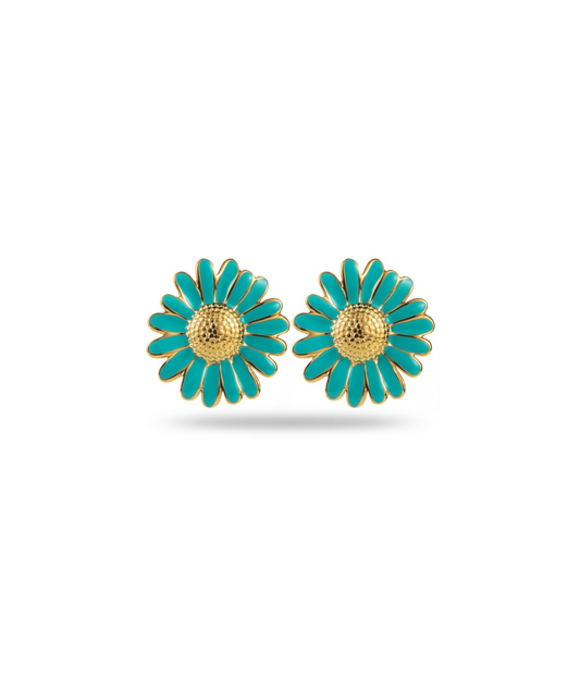 Gisèle turquoises - Boucles d'oreilles marguerite