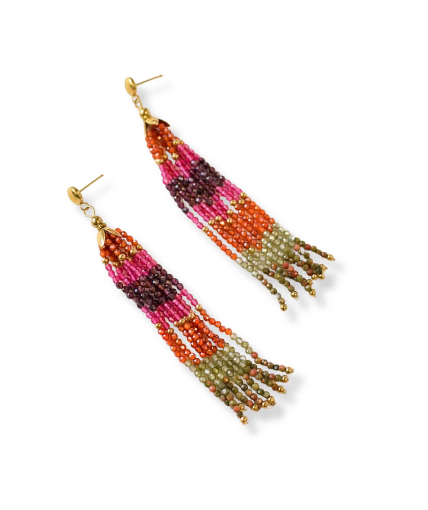 Gabrielle - Boucles d'oreilles pendantes perlées multicolores