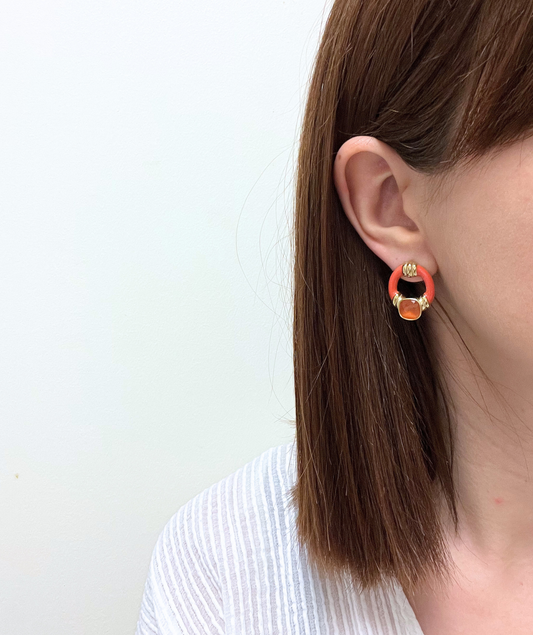 Éléonore oranges - Boucles d'oreilles émaillées